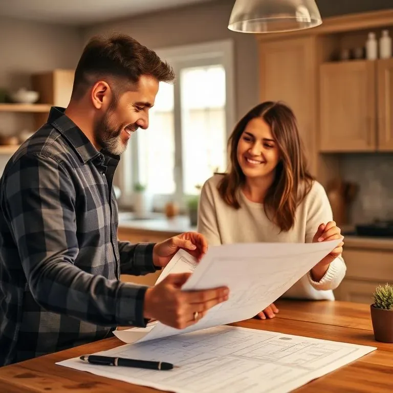 Contractor reviewing plans with a homeowner