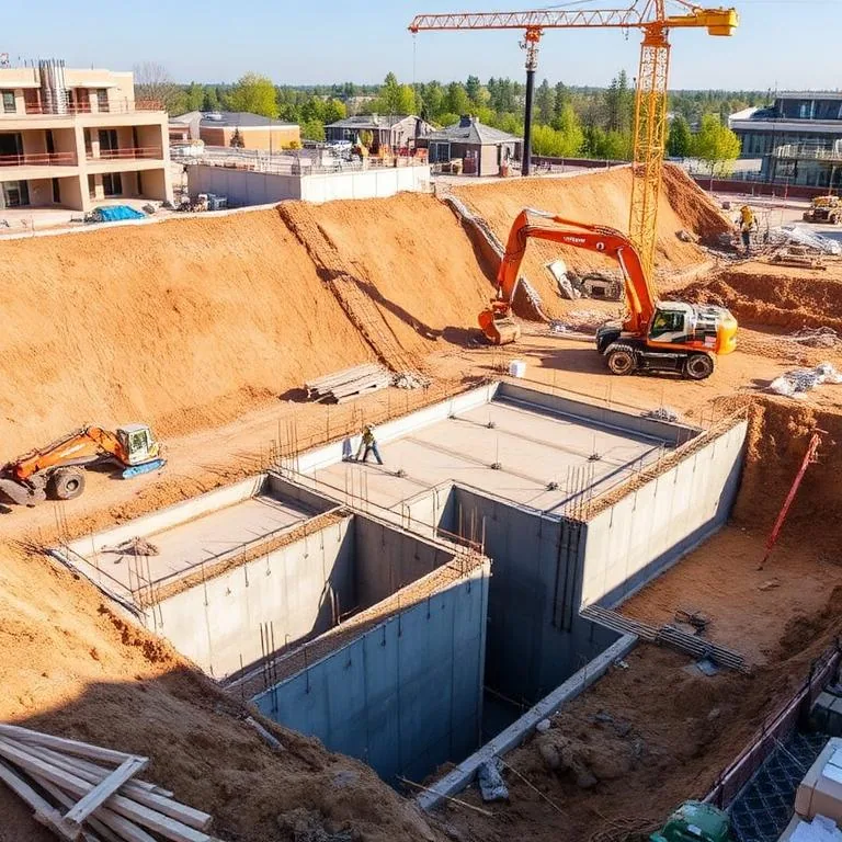 Well-organized concrete construction site